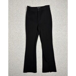 Anthropologie Maeve Womens Pants Black Slit Front Flared Ponte Stretch US Size 6